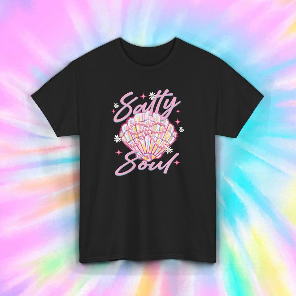 Salty Soul Beach Shirt Pink Shell Summer Vibes Graphic Tee S-4xl