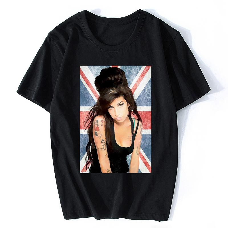 Футболка Amy Winehouse Union Jack Музыкальная футболка Городская R&B Женская Мужская Унисекс Футболка Крутая Повседневная Рукава Хлопковая Футболка Модная Ткань...