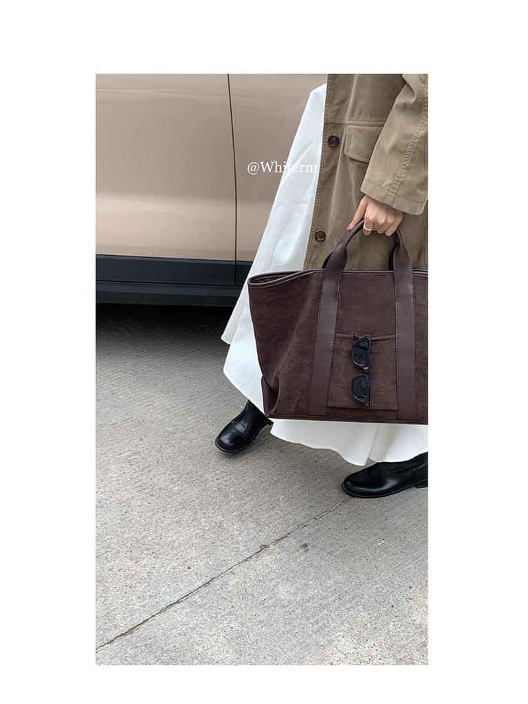 Женская сумка в корейском стиле, ретро из замши - Большая вместительная модная сумка-тоут (2024) от Rourouchen