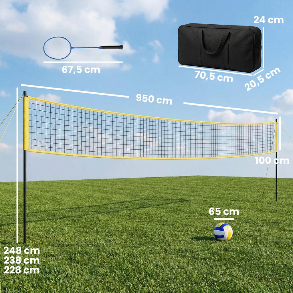 Volleyball and Badminton Set, Portable Net