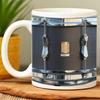 Black Vintage Drum Mug 11 Oz Funny Drummer Gift for Music Lovers Sturdy Coffee Cup for Home Office Tea Hot