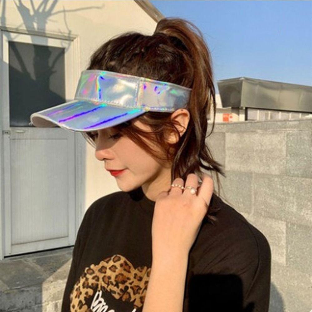 Hip-hop Style Empty Top Hats Adjustable Sunscreen Hat Men Women Laser Baseball Caps Spring Summer