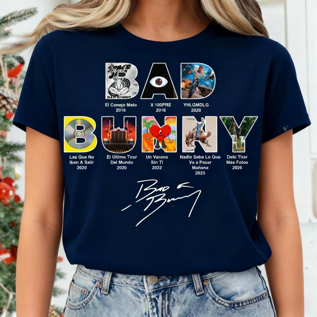 Adults Women Bad Bunny Cotton Casual Printed Short Sleeves T-shirt Tops