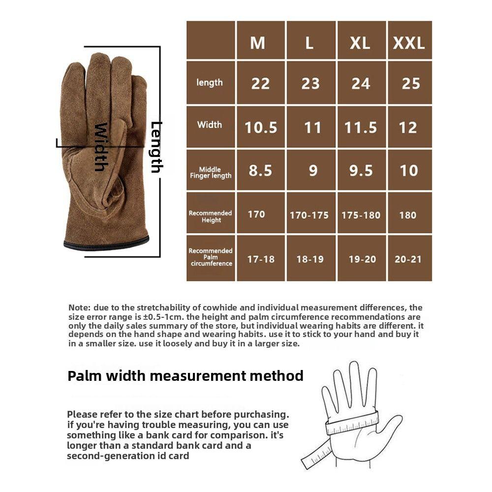 Cowhide Men's Work Gloves Thick Mechanic Glove Durable Heavy Duty Gloves Security Protection