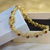 High Quality Fine Jewelry Elegant 14K Gold Plated Bracelet Garnet Round Zircon Bracelets