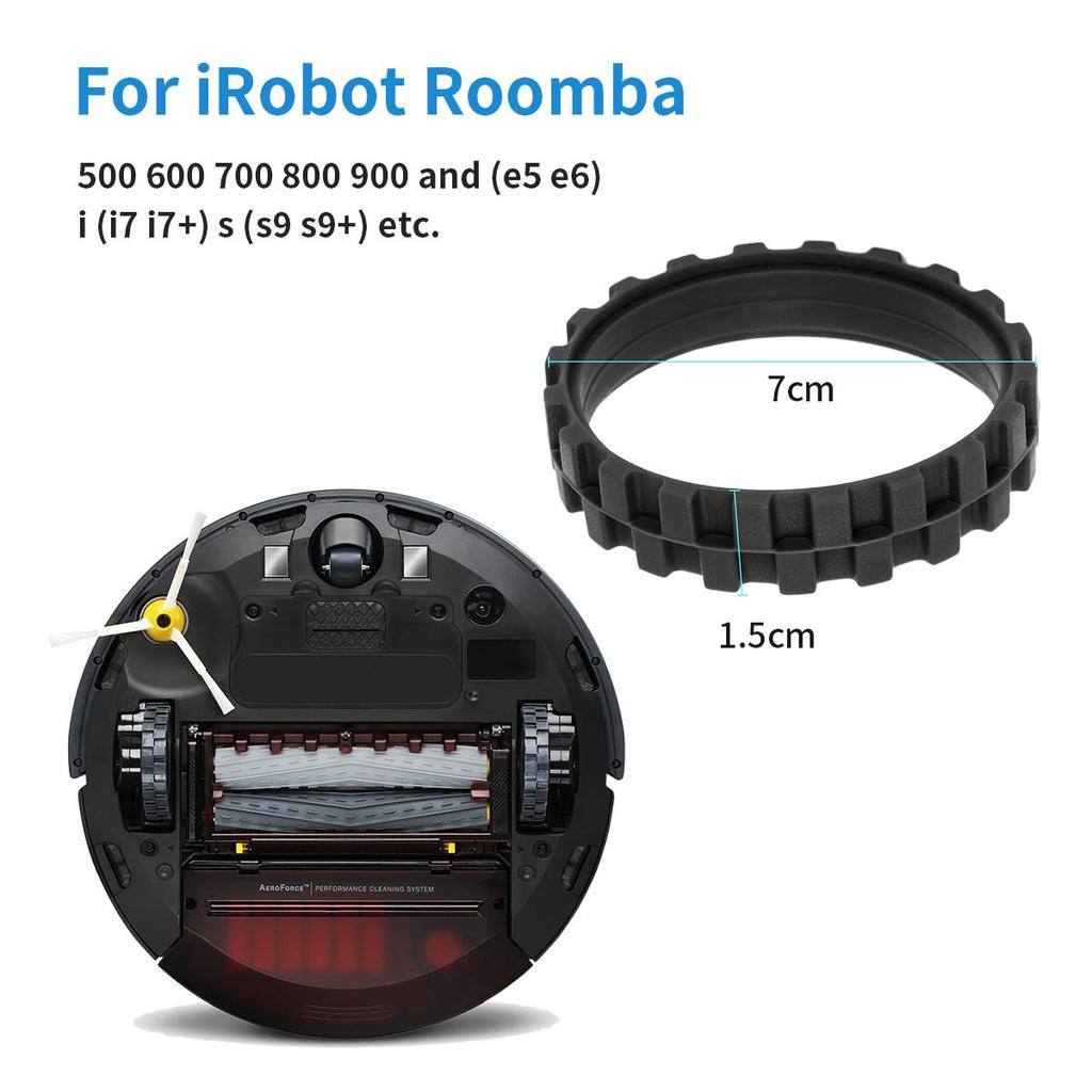 Tire Skin for IROBOT ROOMBA Wheels Series 500, 600, 700, 800 and 900 Anti-Slip, Great Adhesion and Easy Assembly