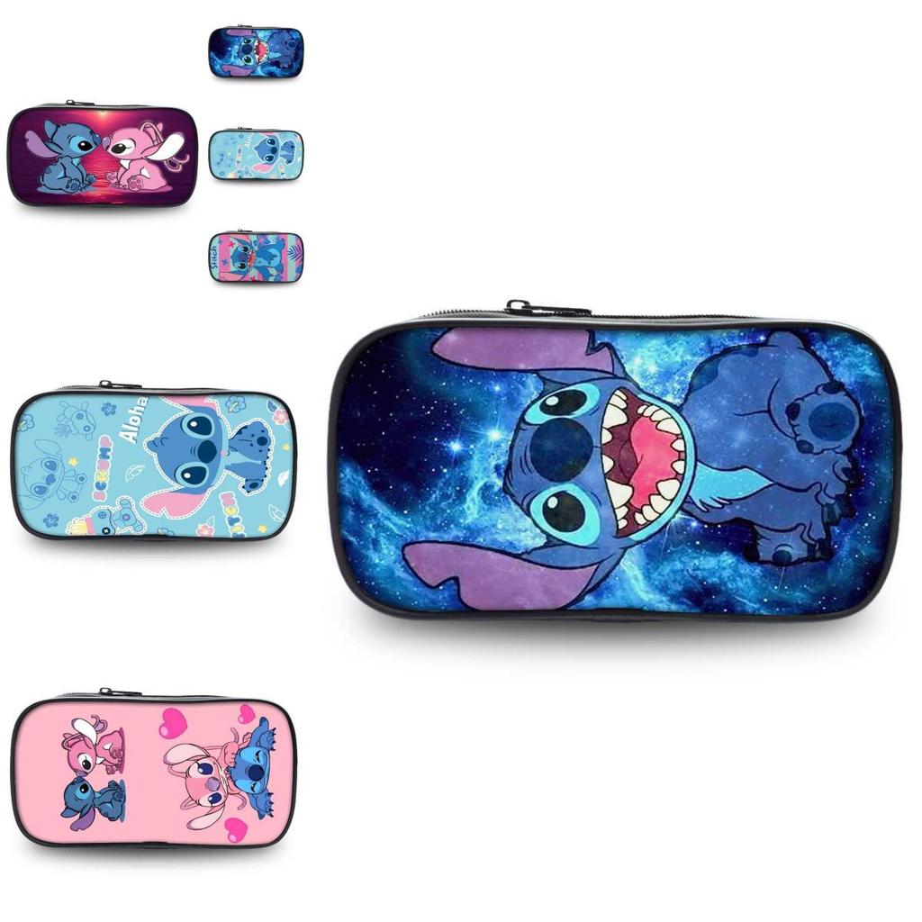 Charming Stitch Student Pencil Case Durable Polyester Cartoon Stationery Holder