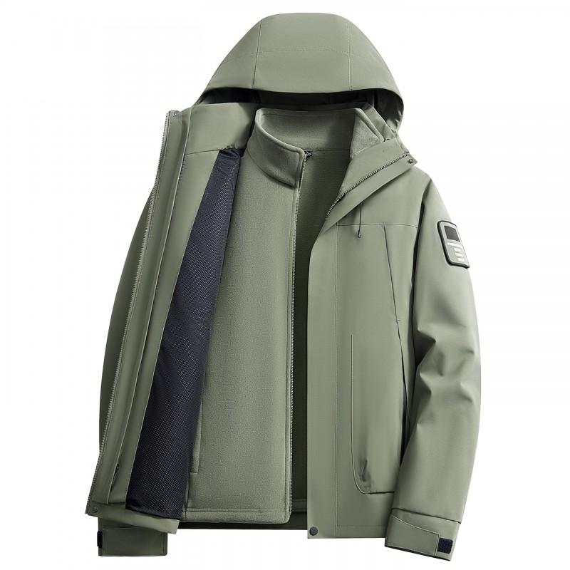 2-in-1 Detachable Windproof Waterproof Fleece-Lined Outdoor Jacket Hiking Camping Cycling Unisex Winter