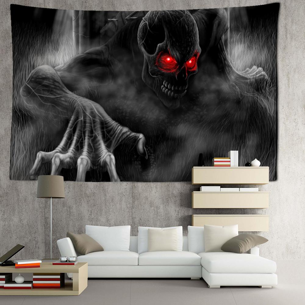 Красноглазый череп гобелен настенный ужас психоделический колдовство абстрактный общежитие декор для гостиной