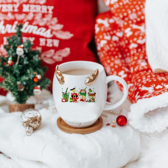 10 листов УФ-переносная наклейка DTF, рождественская тема, водонепроницаемая кружка для рукоделия, 16 унций, стеклянная чашка, обертка, набор наклеек для переноса