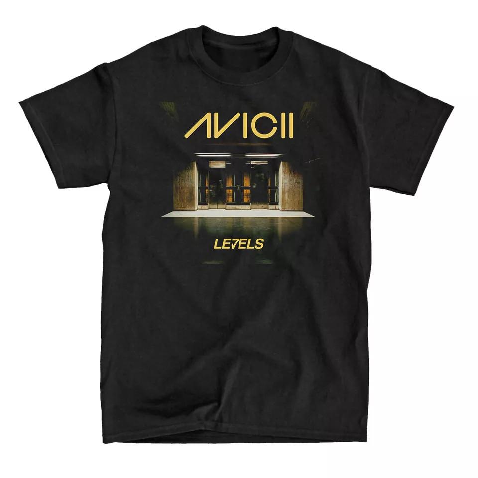 Avicii Levels Черная хлопковая футболка с коротким рукавом Полный размер S-5XL