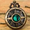 Y2K Cartoon Anime Round Pointer Quartz Pocket Watch Vintage Rhinestone Cosplay Necklace Chain Watches for Women Men Gift