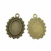 5pcs Oval Flower Style Cameo Cabochon Pendant Base Setting Jewelry Components Accessories Antique Bronze Color Zinc Alloy 13X18mm