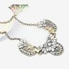 Womens Large Fashion Crystal Charm Statement Bib Necklace Silver