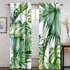 2panels Palm Leaf Pattern Window Curtain Tropical Plant Leaves Green White Drapes For Bedroom Living Room Kitchen Room Home Deco