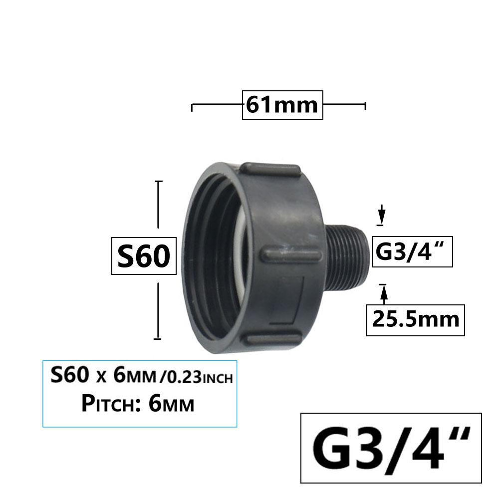 Адаптер для бака IBC S60 x 1/2" 3/4' 1" 1,5 2" 63/75/80/100 мм резьбовое соединение Ton Barrel Connect 1000 литровое соединение для бака IBC