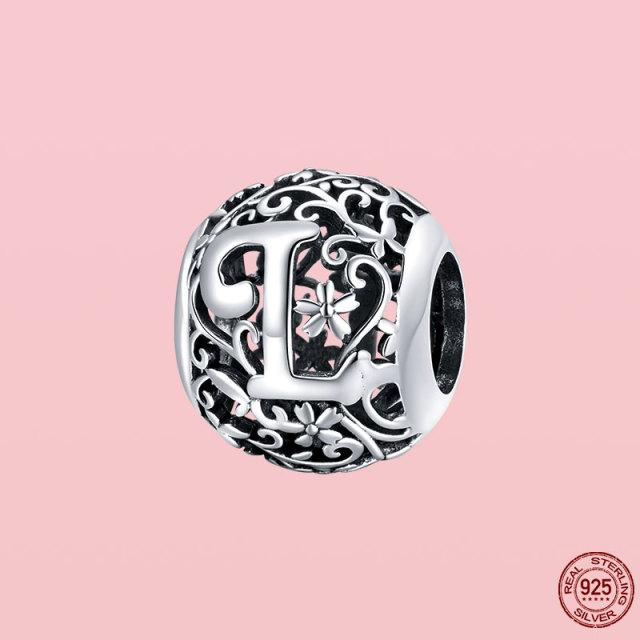 Новое поступление 925 пробы серебряный кулон круглой формы с буквами от A до Z подвески бусины подходят оригинальный браслет ожерелье ювелирные изделия
