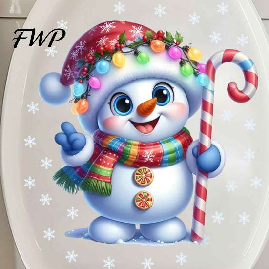 Luminous Bathroom Stickers Christmas Glow in The Dark Toilet Lid Decals, with Snowman Party Supplies for Home Santa Reindeer Penguin Snowflake,