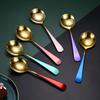 17cm Stainless Steel Round Spoon Cute Dessert Spoon Coffee Children's Golden Silver Spoon Dessert Spoons Kitchen Soup