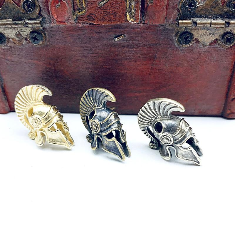 Brass Spartan Helmet Paracord Rope Beads Pendant Outdoor Tool Jewelry Accessory