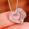 Huitan Brilliant Heart Necklace with AA Cubic Zirconia Temperament Wedding Necklace for Women Luxury  Color Love Jewelry