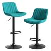 Blue Dining Room Bar Stool Swivel Chairs, Set of 2 - Velvet-Covered, Height-Adjustable, 360 degrees Swivel Function