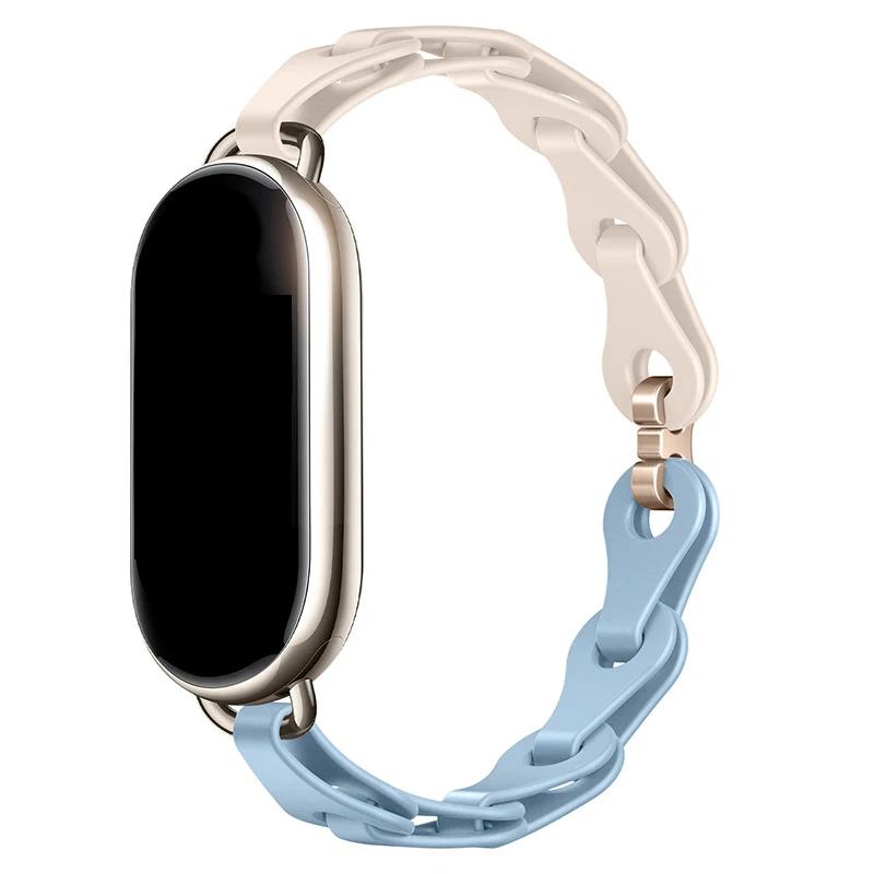 Резиновый ремешок для Xiaomi Mi Band 8 Браслет с пряжкой из нержавеющей стали для Miband 8 NFC Модный женский стиль Запасной силиконовый ремешок