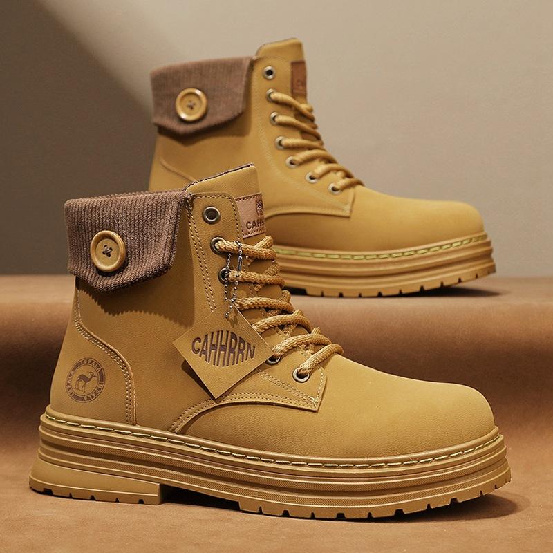 2024 новые мужские ботинки с высоким голенищем в британском стиле, ботинки Мартин, мужские повседневные модные ботинки, мужские рабочие ботинки-локомотивы, осень и зима