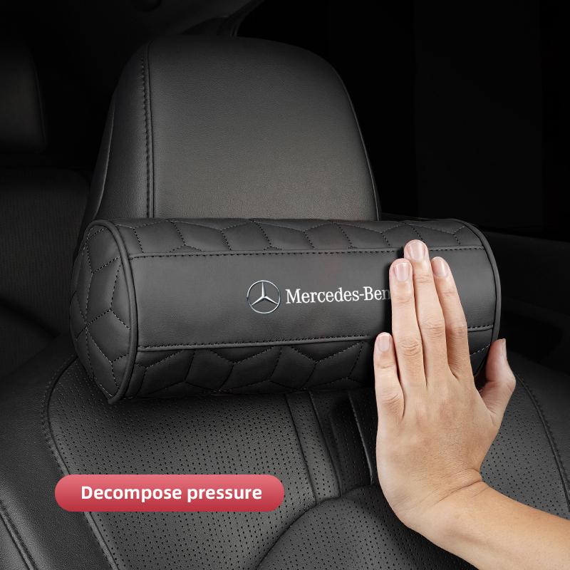 WLX4 For Mercedes Benz W210 W176 AMG CLS CLE CLA GLA GLB GLS Class Leather Car Seat Headrest Waist Rest Comfort Neck Pillow Interior