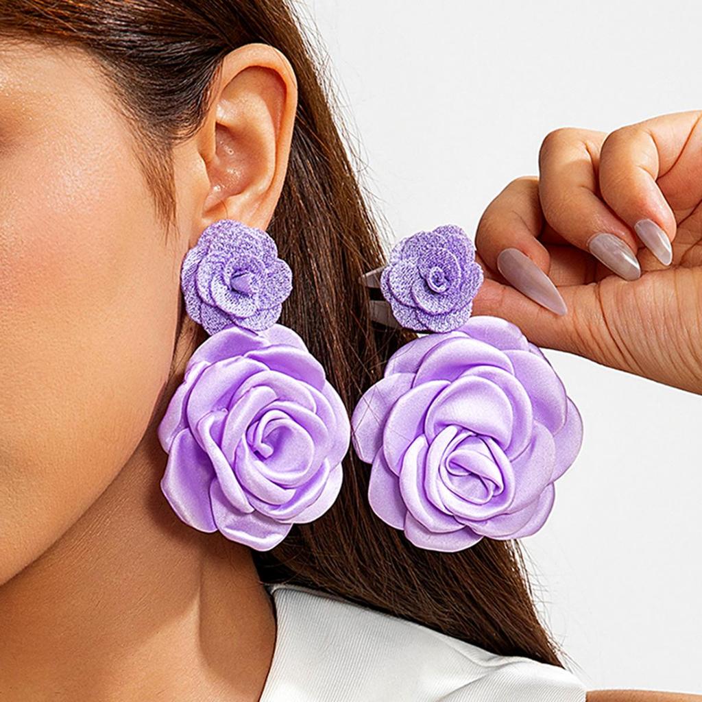 2 шт. европейские модные полихромные имитационные 3D-цветочные висячие серьги-гвоздики для женщин и девочек, свежие большие цветочные праздничные украшения для вечеринок