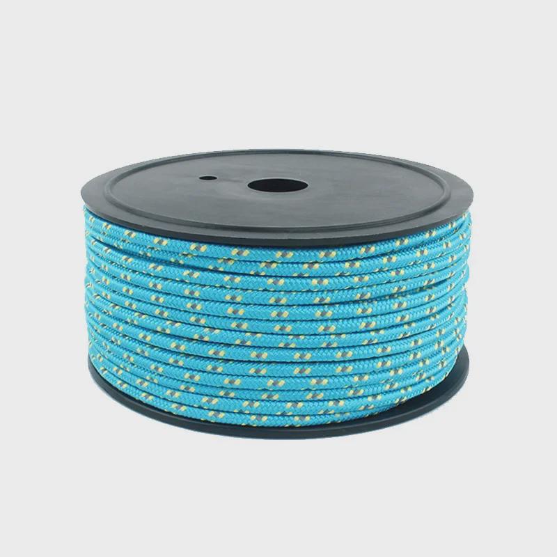 Светоотражающая веревка толщиной 5 мм, 50 м — для палаток, грунтовых колышков, навесов, бельевых веревок и ветрозащитных аксессуаров.