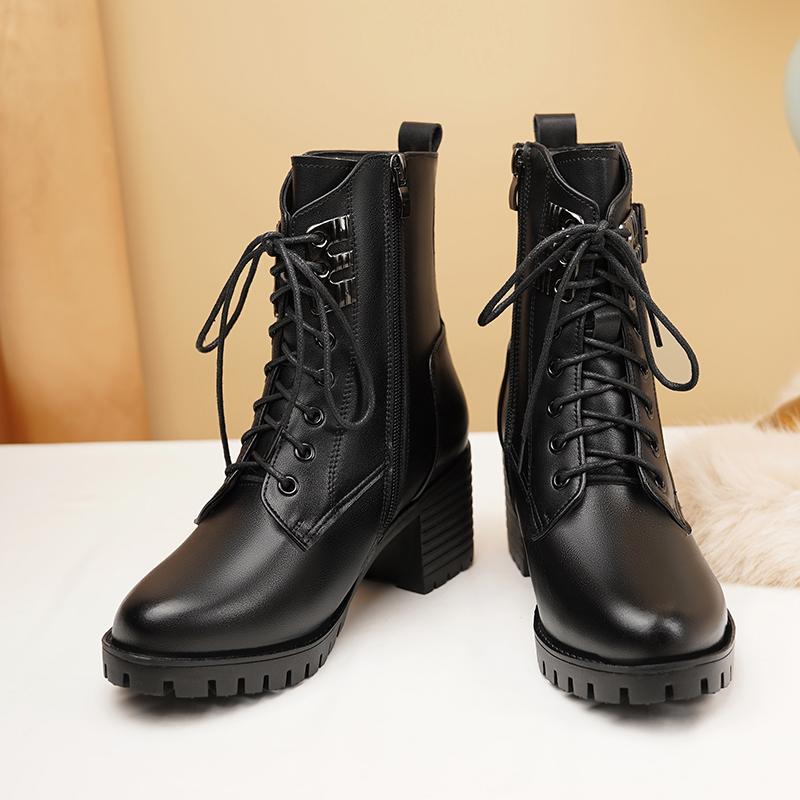 Ankle Boots Women Genuine Leather Wool Warm Winter Boots Women Large Size Anti Slip Snow Boots Women