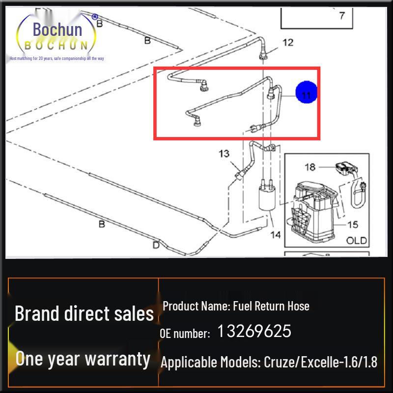 Fuel Filter Return Pipe for Cruze Excelle 1.6/1.8 Gasoline Models