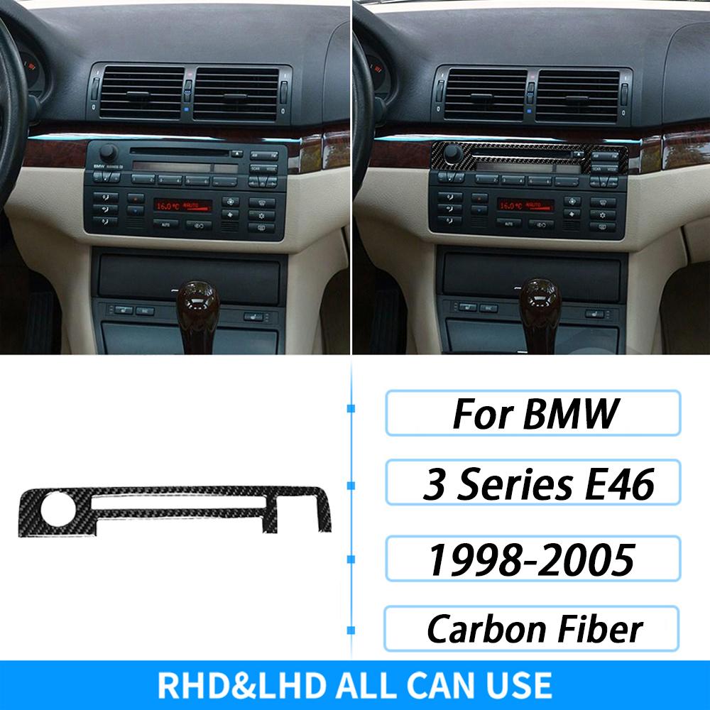 For BMW 3 Series E46 M3 1998-2006 Real Carbon Fiber Gear Shift Air Outlet Vent Window Lift Dashboard Set Car Interior Sticker