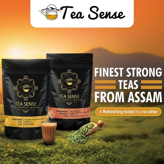 TEA SENSE CTC Combo Pack | Премиальный чай CTC с молоком 200 г | Кардамоновый масала-чай 200 г | Изысканный чай-чай из Ассама