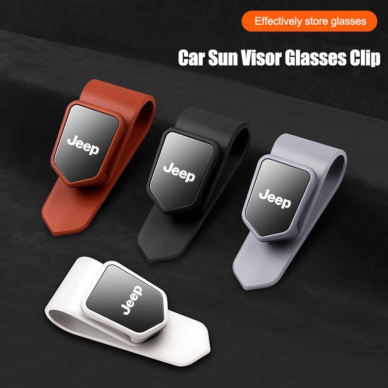 For Jeep Car Interior Sun Visor Glasses Holder Sunglasses Eyeglasses Clip For Jeep Renegade Compass Grand Cherokee Wrangler j