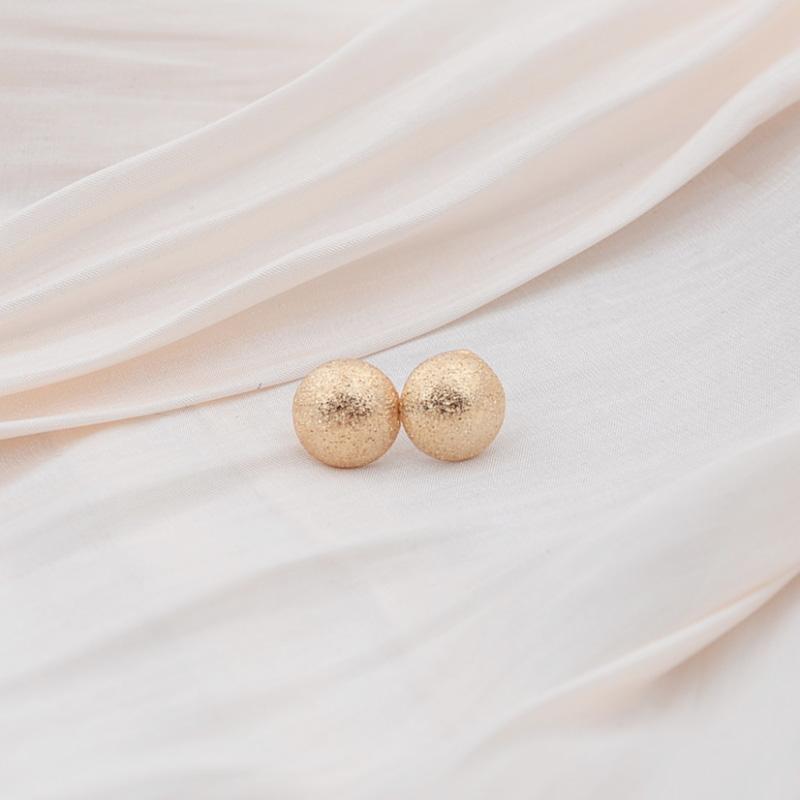 Gold Color Frosting Women's Small Earrings Uneven Tiny Ball Round Stud Earrings Minimalism Ear Zircon Unusual Earrings