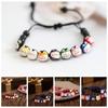 Браслет ручной работы из керамики Манеки Неко Кот удачи Красная нить Ручная веревка Браслет из кошачьих бусин Пара