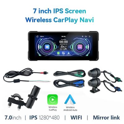 7.0'' IPS беспроводной мотоцикл CarPlay навигация Android Auto Airplay мотоцикл беспроводной шлем экран DVR с двойным Bluetooth