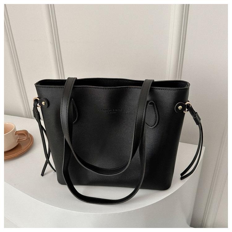 Вместительная однотонная простая новая повседневная сумка-тоут на плечо/подмышку в иностранном стиле, ретро, модная, текстурная