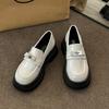 Модные массивные мокасины для женщин Кожаные туфли на платформе Повседневная обувь с круглым носком Женская обувь в британском стиле Черные туфли в стиле Лолита Винтаж