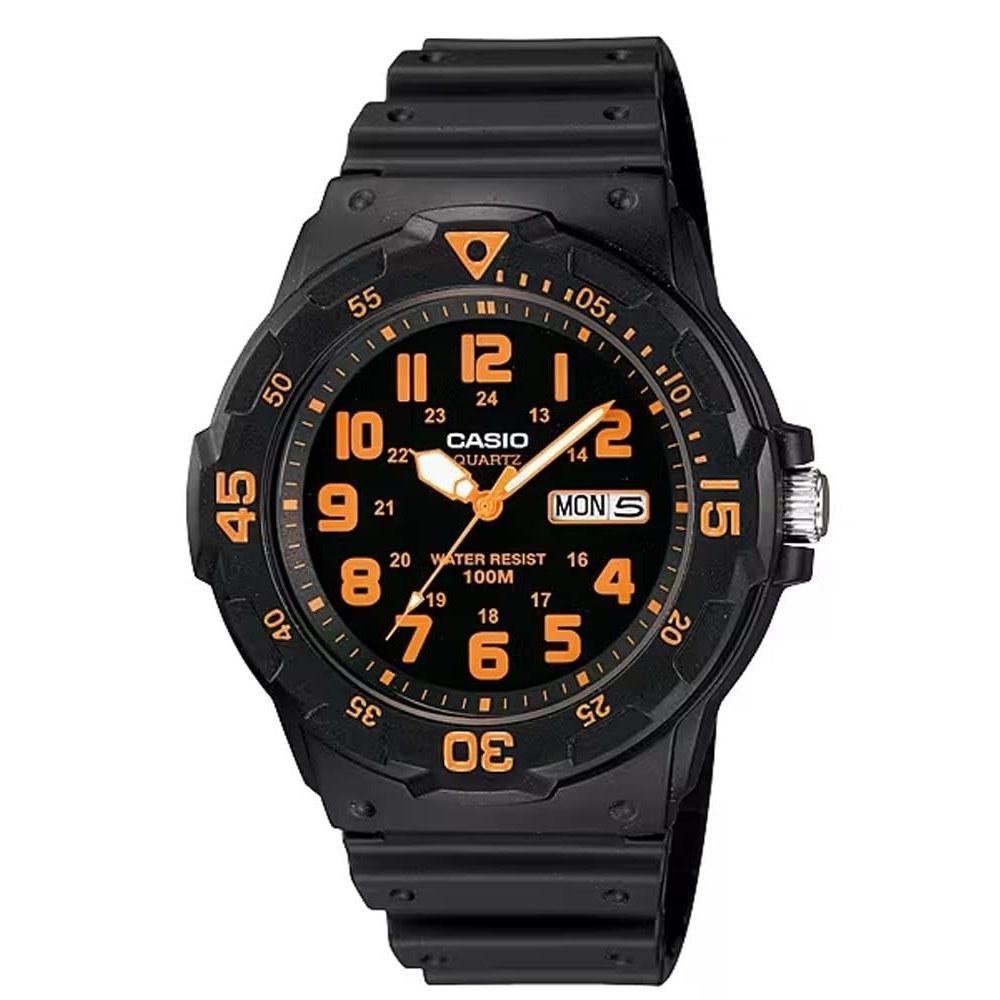 Casio Standard Quartz Wristwatch MRW-200H-4BV Mens BlackOrange Overseas Model