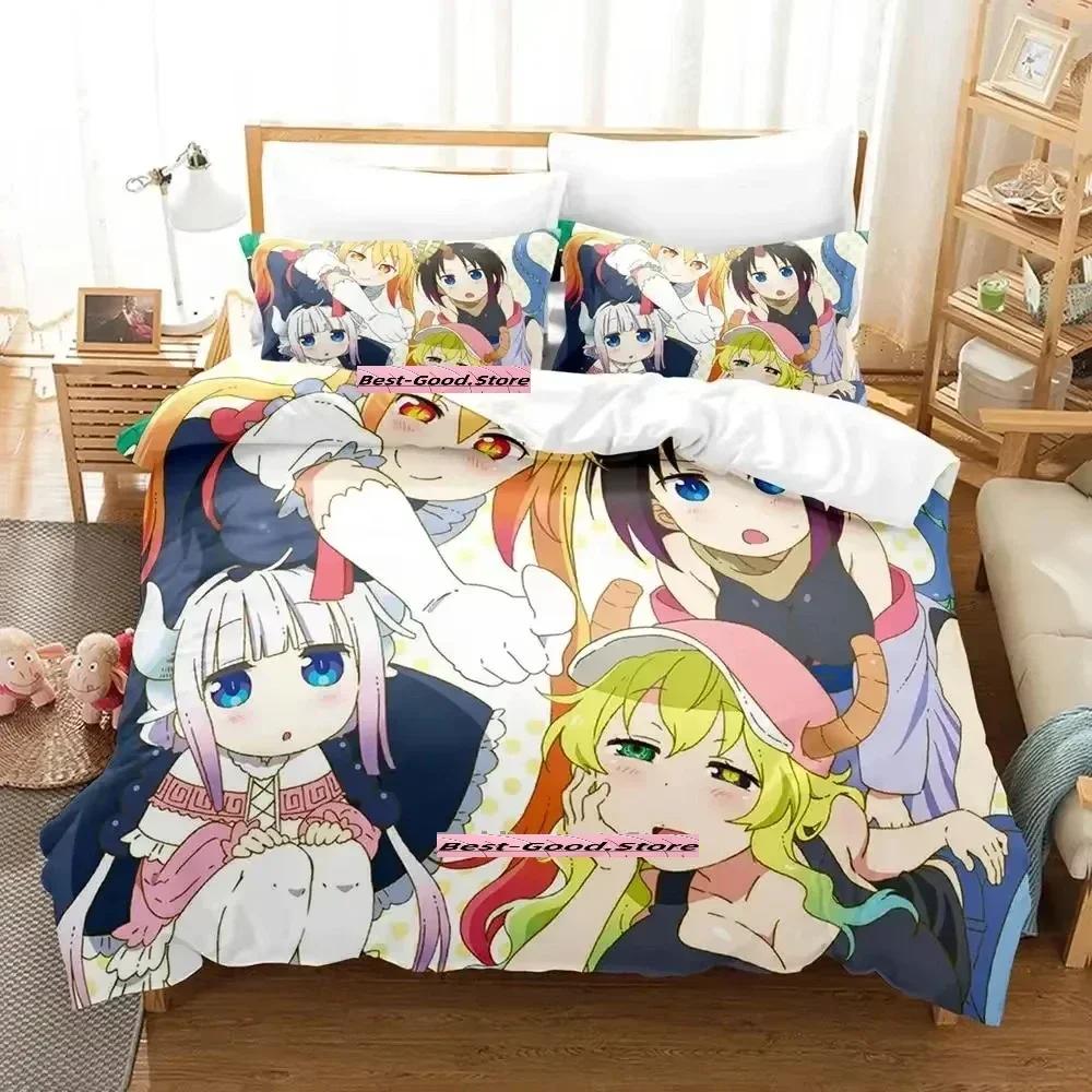 Новый комплект постельного белья Miss Kobayashi's Dragon Maid, комплект из трех предметов в стиле аниме для взрослых и детей, комплект пододеяльников, модный комплект постельного белья