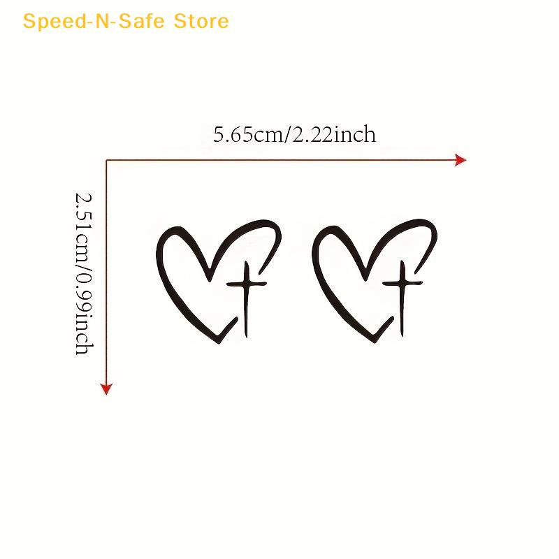 2Pcs/set Of Heart Shape Cross Mirror Stickers, Personalized Creative Decoration