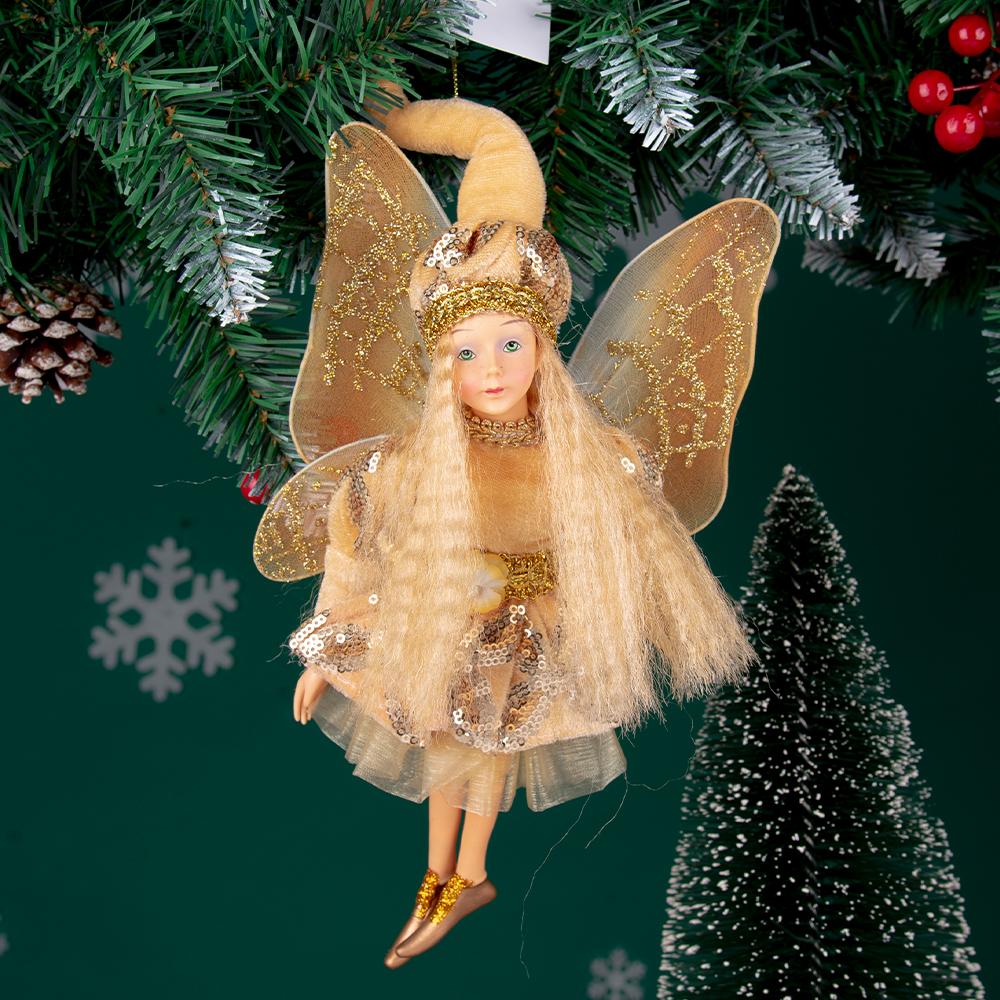 New Angel Elf Doll Multi Color Christmas Fairy Tree Jewelry Gold Elf Pendant Mini Fairy Statue Christmas Gift Home Decoration
