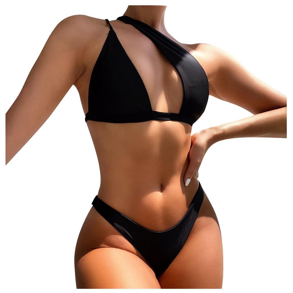 Women's Sexy And Fashionable Single Sided Solid Color Two-piece Bikini Swimsuit
