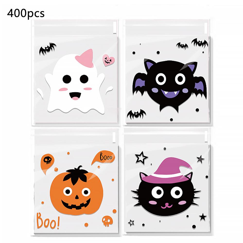 400 шт. пакеты для сладостей на Хэллоуин, самоклеящиеся пакеты для конфет, прозрачные пакеты для печенья и конфет