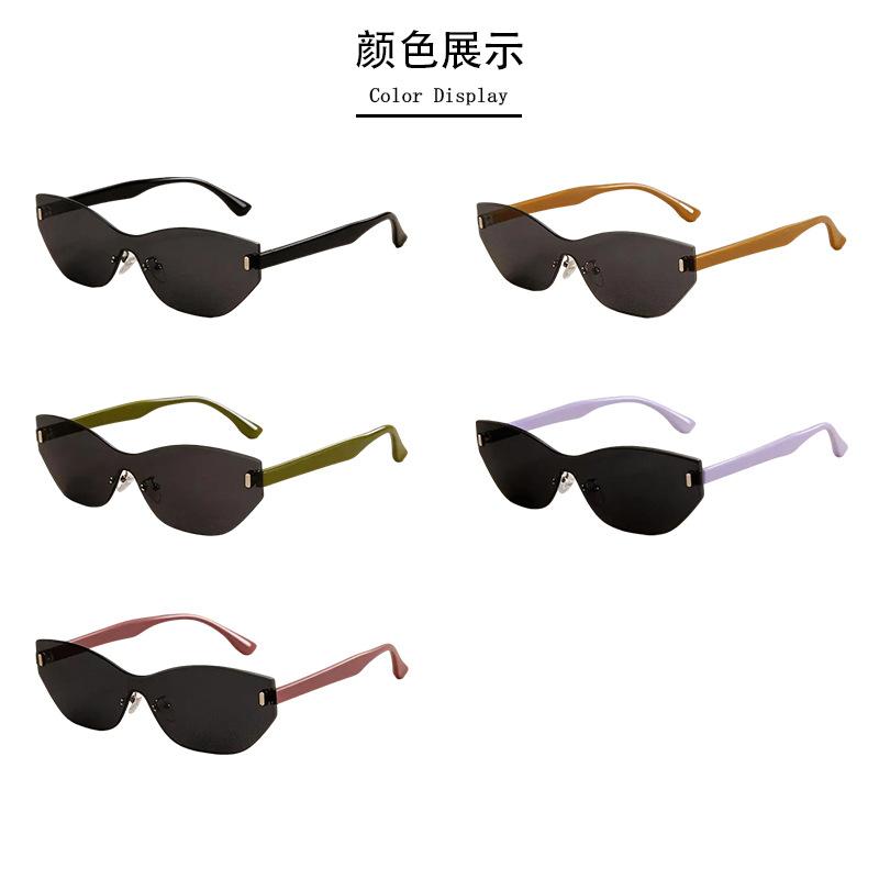 European and American new frameless women's sunglasses UV protection fashion integrated high-end driving sunglasses men