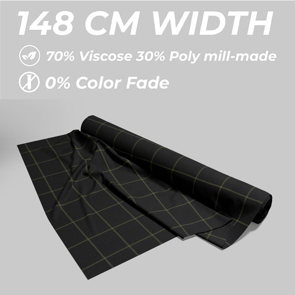 Dark Green Checkered Summer Suit Fabric – 70% Viscose, 30% Polyester | 350g, 150cm Width