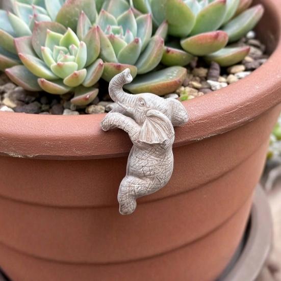 Flower Pot Figurine Elephant Ornament Unique Table Shape Decorative Carved Decoration for Home